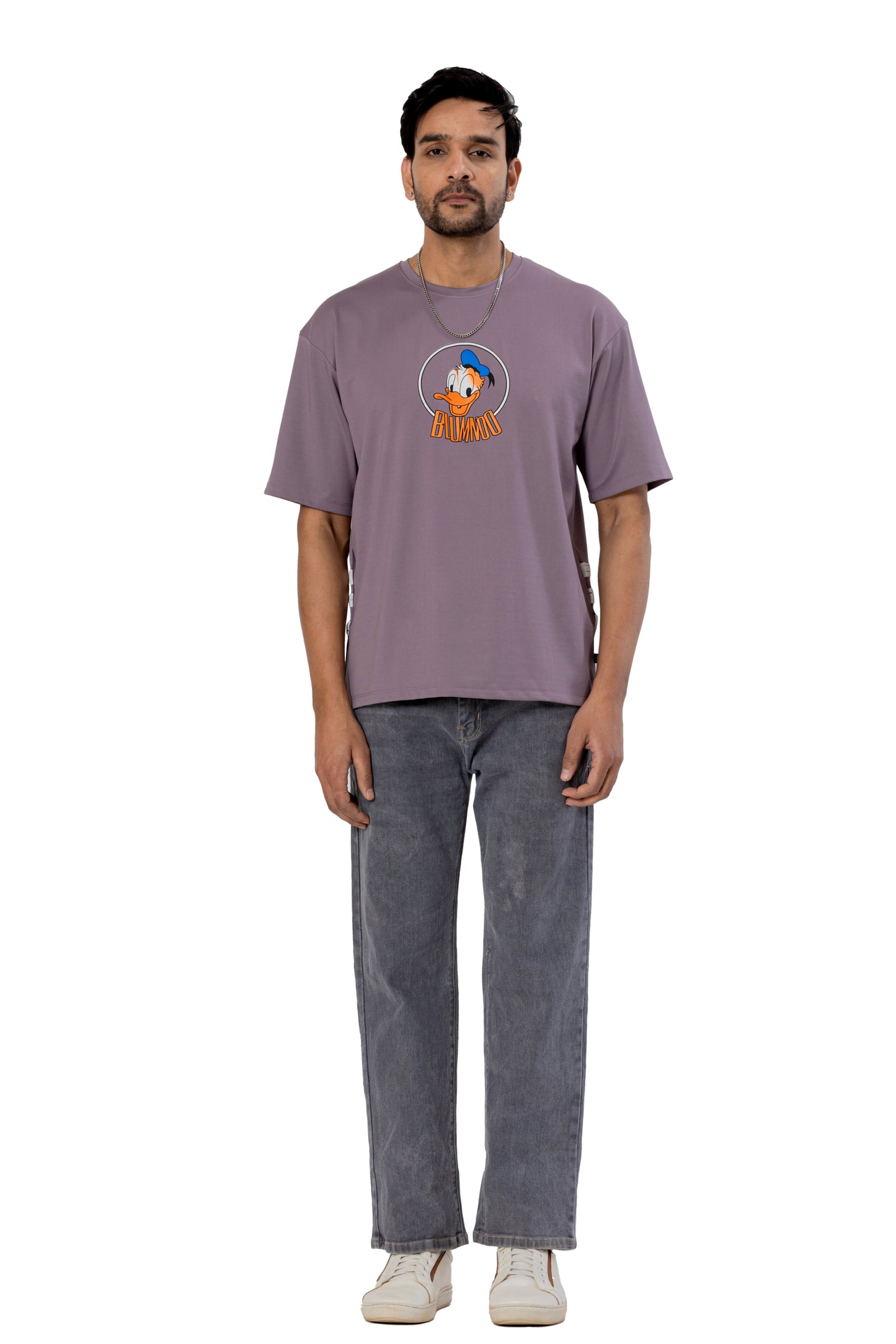 Lavender Oversized Donald Duck Tee with Puff Print (Unisex)