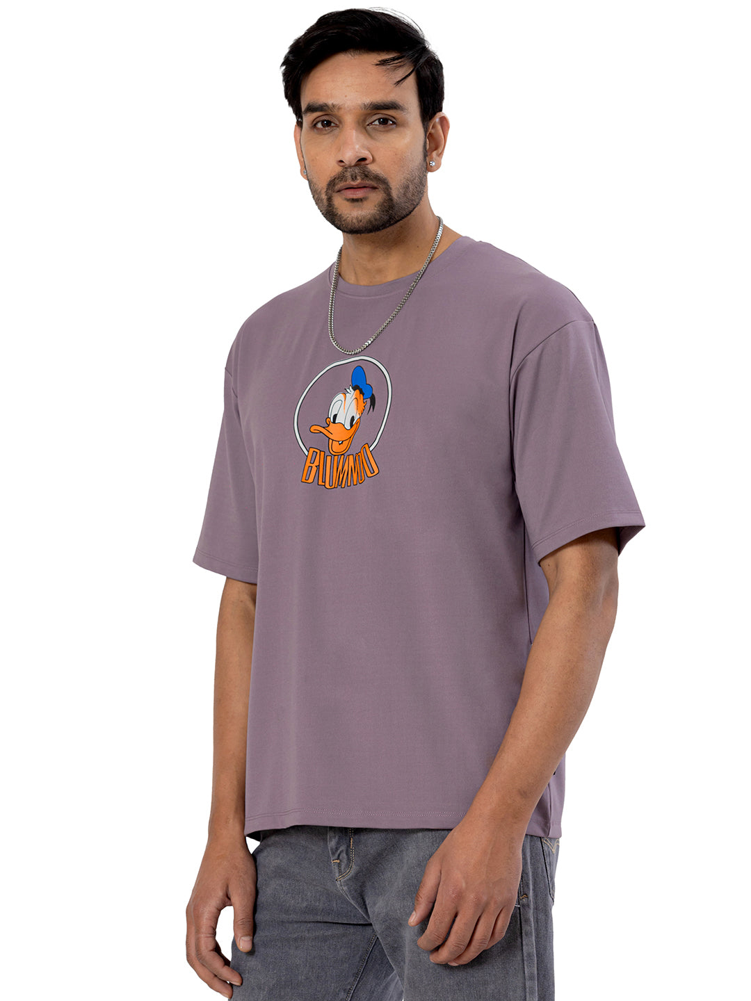 Lavender Oversized Donald Duck Tee with Puff Print (Unisex)