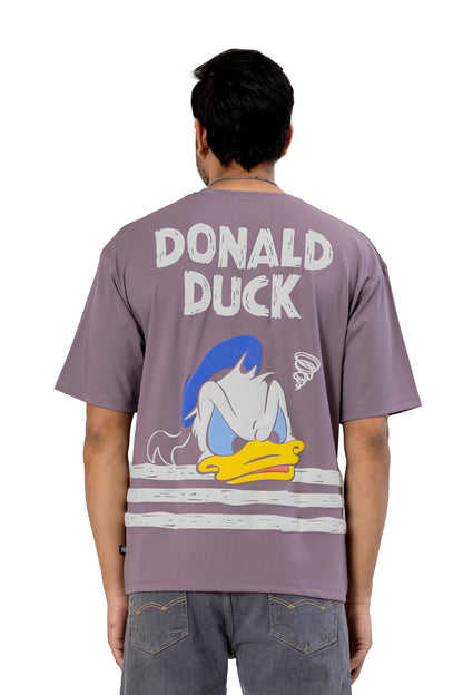 Lavender Oversized Donald Duck Tee with Puff Print (Unisex)