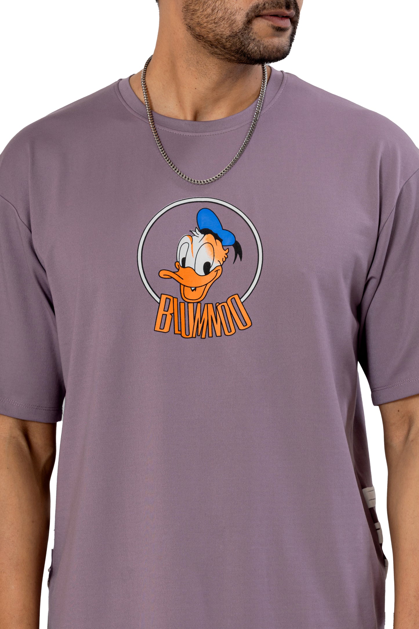 Lavender Oversized Donald Duck Tee with Puff Print (Unisex)