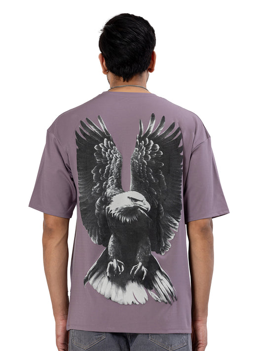 Lavender Oversized Eagle T-Shirt with Puff Print (Unisex)