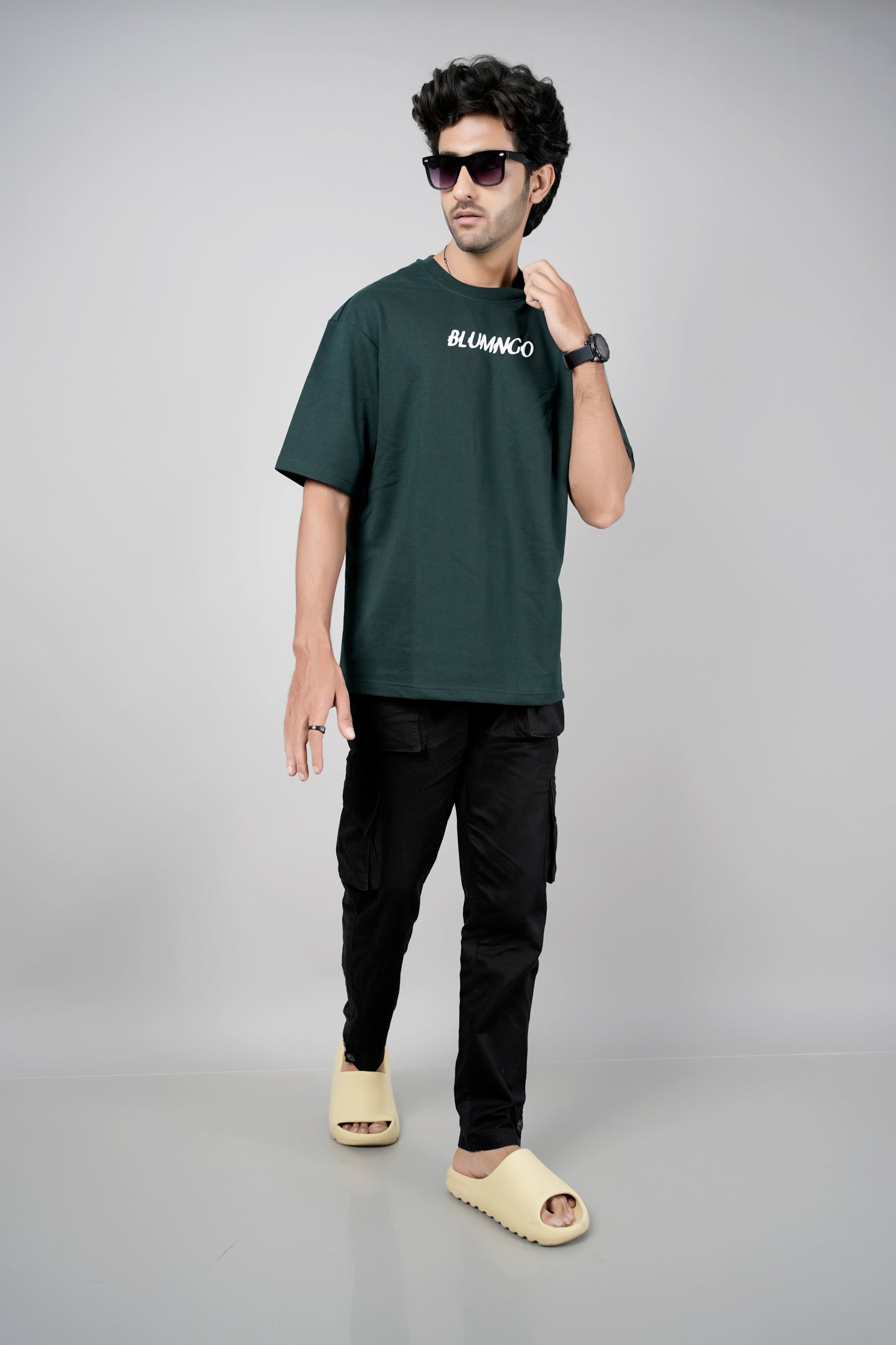 Blumngo Dark Green Oversized Tee (Unisex)